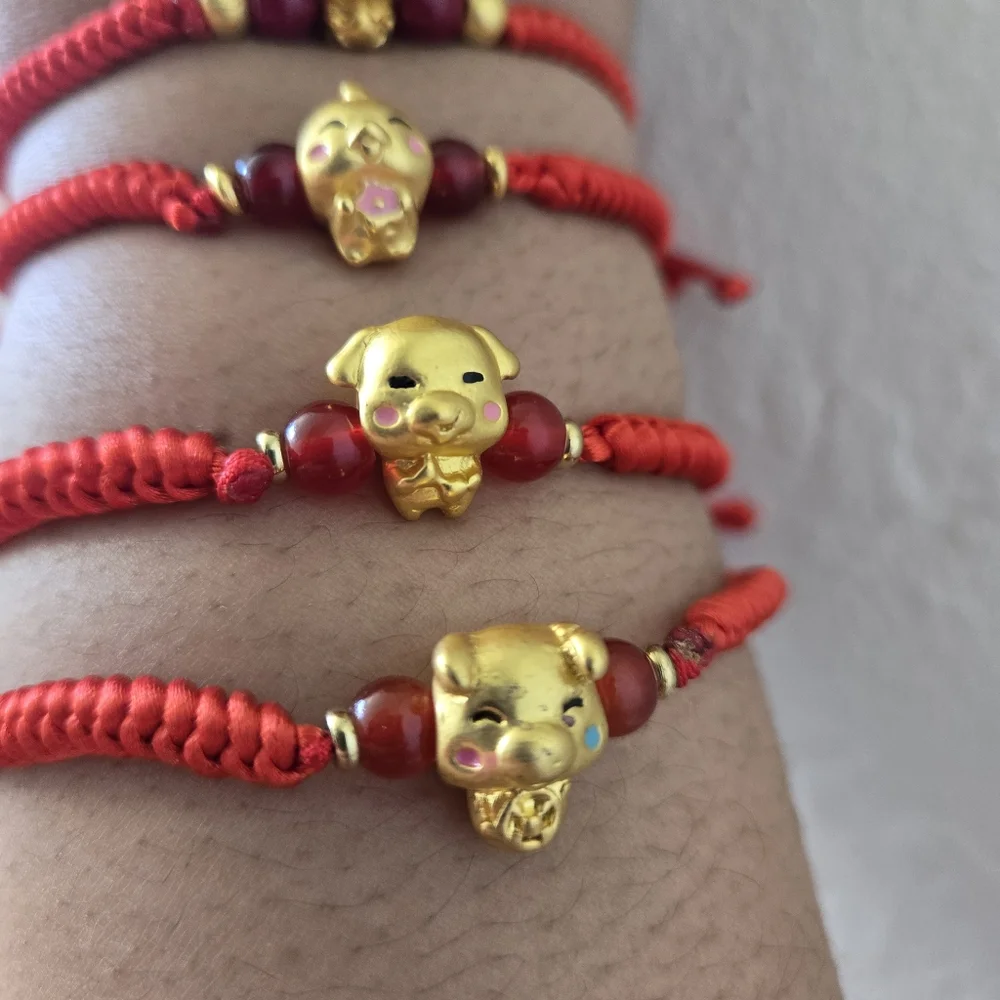 Red and Gold Chinese Zodiac Lucky Charm Bracelet - Picture 4 of 15